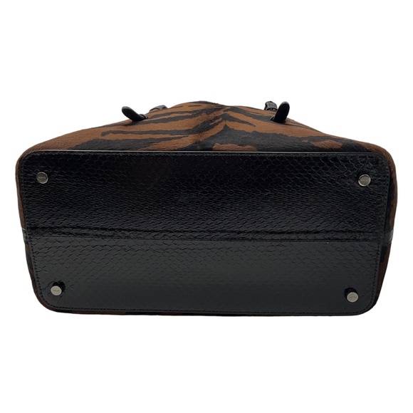 ALAIA CANELLE / NOIR NUT BROWN MINA MEDIUM POLAIN ZEBRA AND ELAPHE CALF HAIR AND - Picture 7 of 16